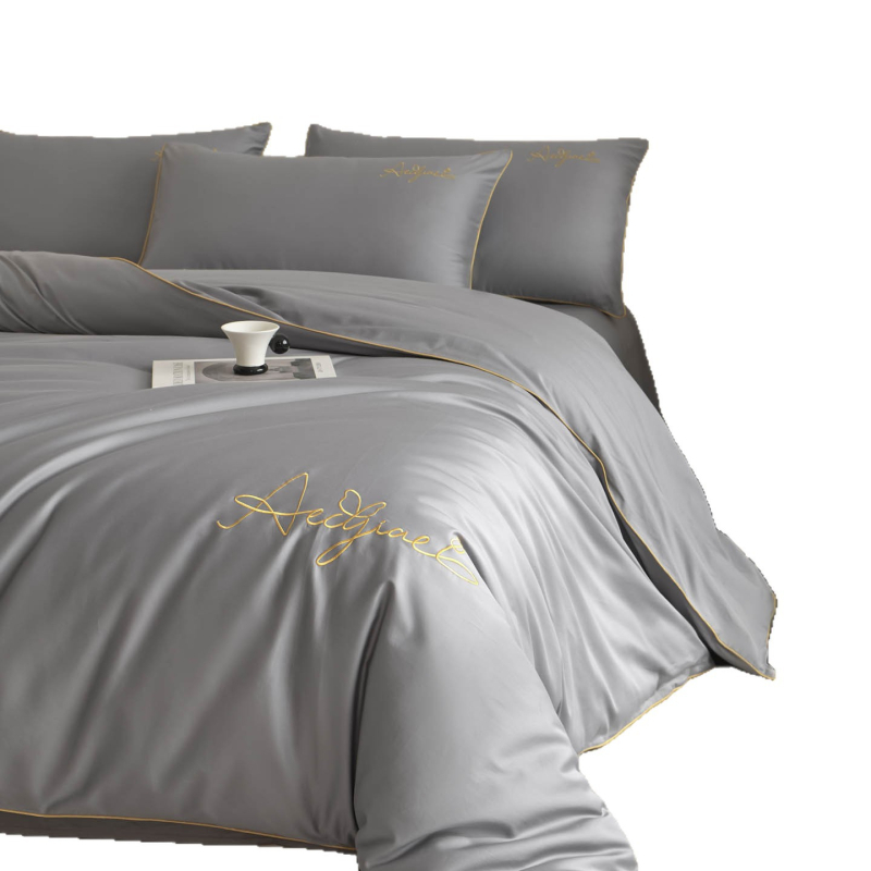 Set posteljine od 100% pamuka, twill tkanina, četiri dijela, za sve godišnje doba, izvezen, gustoća tkanja 133x72, masa 2500–3000 g