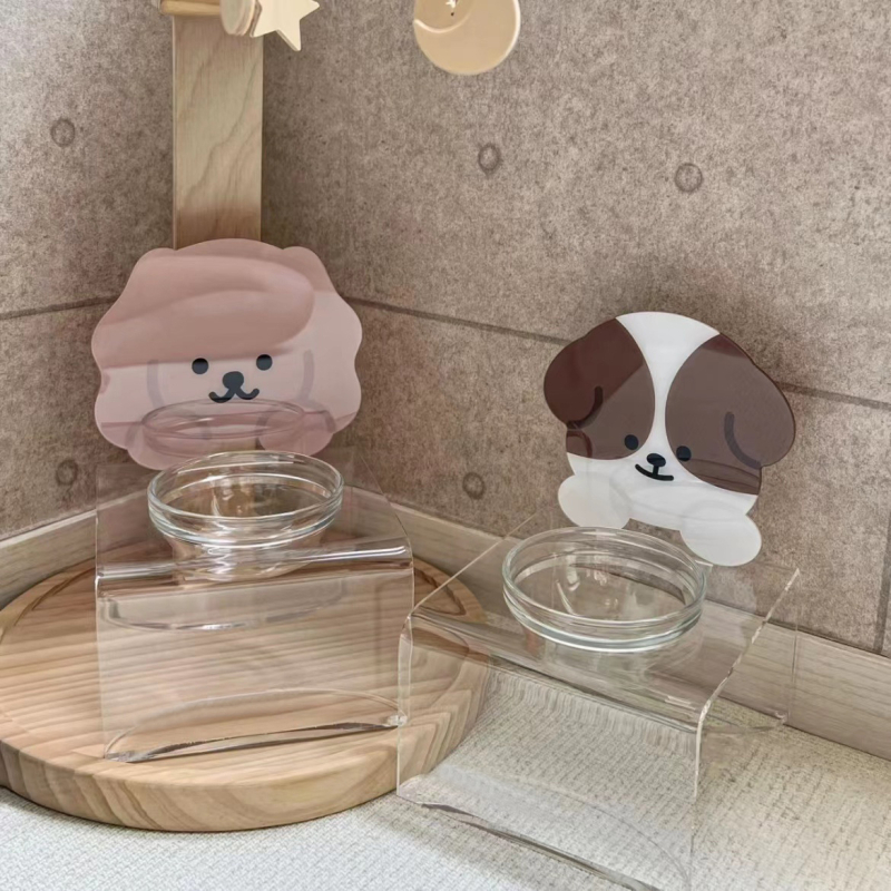 Ashin ακρυλική βάση σίτισης κατοικίδιων για σκύλους και γάτες — διαφανής αποσπώμενη βάση για μπολ, σετ 75 τεμαχίων