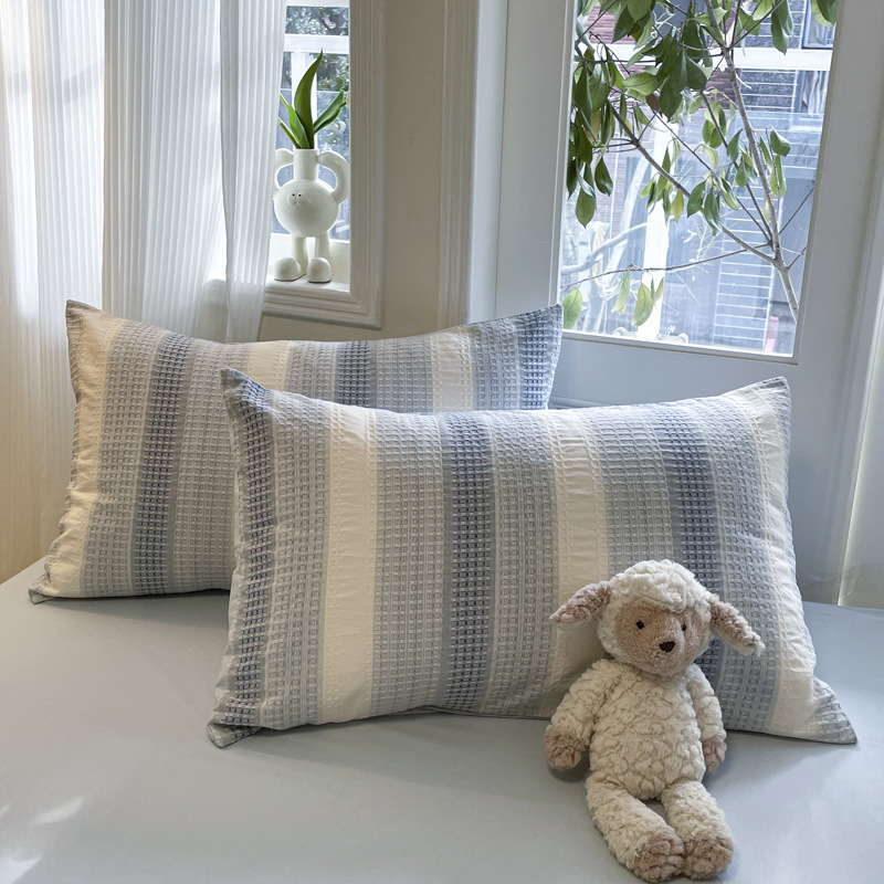 Četverodjelni set posteljine od 100% pamuka, jednobojna boja, s navlakom za madrac na elastični rub, modern minimalist stil, težina 1500–2000 g