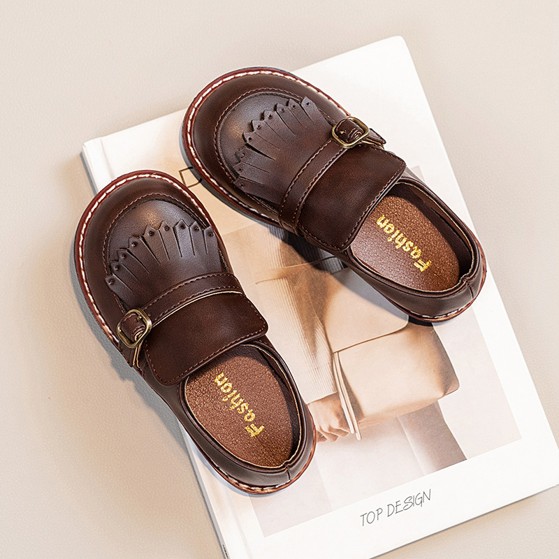 Dječje kožne loaferice s mekanom potplatom, retro britanskog stila, slip-on, za djecu 4–16 godina, jesen 2025
