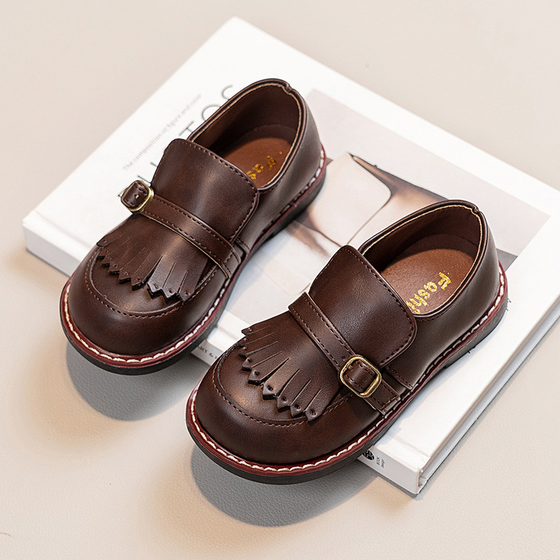 Dječje kožne loaferice s mekanom potplatom, retro britanskog stila, slip-on, za djecu 4–16 godina, jesen 2025