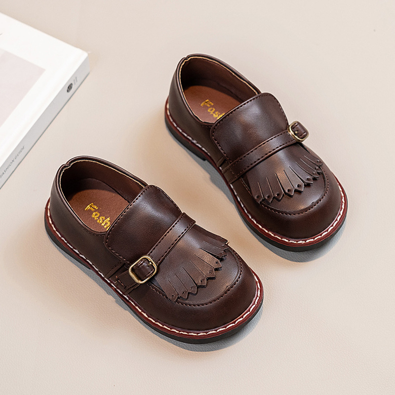 Dječje kožne loaferice s mekanom potplatom, retro britanskog stila, slip-on, za djecu 4–16 godina, jesen 2025