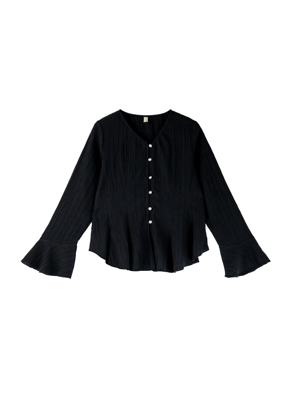 Cardigan pentru femei plus size cu decolteu în V, mâneci în formă de potcoavă, croi care evidențiază talia, amestec viscosa-nylon, țesătură bubble weave, model monocrom, primăvara 2025