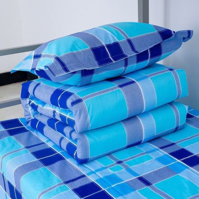 Set de lenjerie de pat din bumbac, trei piese, model în dungI, imprimare și vopsire reactive, țesătură simplă, stil modern minimalist