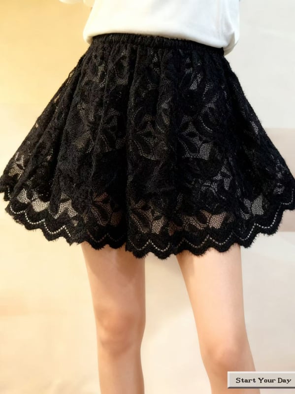 Čipkasta suknja s uzorkom suncokreta, poliester-spandeks smjesa, visoka elastičnost, elegantan uredski stil