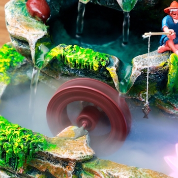Dekorativna stijena fontana s tekućom vodom, stolni ukras; materijal: smola; stil: pastoralni; pakiranje: kartonska kutija; pogodno kao poklon za vjenčanje, rođendan, godišnjicu.