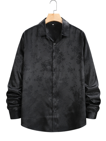 Muška Jakard košulja, dugi rukav, rever, opuštena kroj, poliester Jacquard tkanina, 40s pređa, jednobojni uzorak