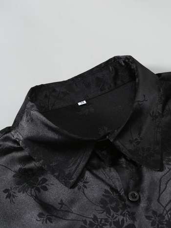Muška Jakard košulja, dugi rukav, rever, opuštena kroj, poliester Jacquard tkanina, 40s pređa, jednobojni uzorak