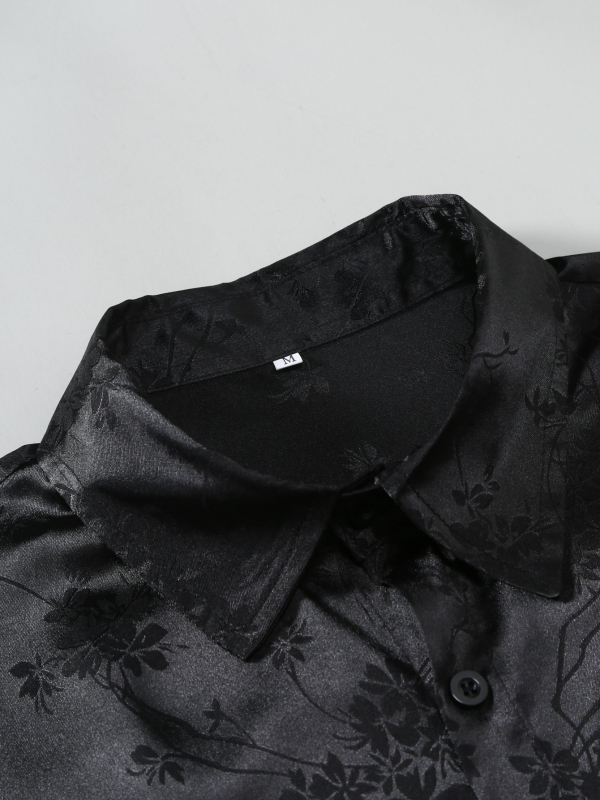 Muška Jakard košulja, dugi rukav, rever, opuštena kroj, poliester Jacquard tkanina, 40s pređa, jednobojni uzorak