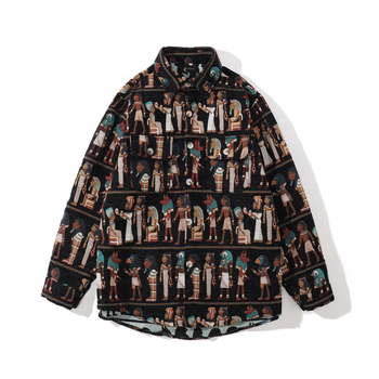 Košulja s ležernim krojem, jacquard uzorak, četvrtasti ovratnik, duge rukave, debela poliesterska tkanina