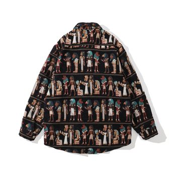 Košulja s ležernim krojem, jacquard uzorak, četvrtasti ovratnik, duge rukave, debela poliesterska tkanina