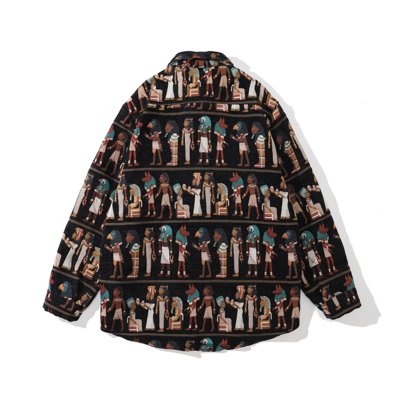 Košulja s ležernim krojem, jacquard uzorak, četvrtasti ovratnik, duge rukave, debela poliesterska tkanina