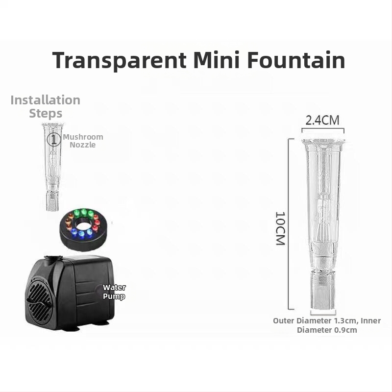 Φονταν με ροκ-κραν λιβάδα με ακροφύσιο μανιταριού για μικρό ενυδρείο με LED φως — Υλικό: Χρώμιο-Ζιρκόνιο-Χαλκός; Μάρκα: Άλλο