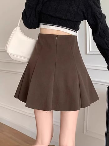 Hepburn stil plisirana midi suknja, geometrijski uzorak, bez nabiranja, poliester