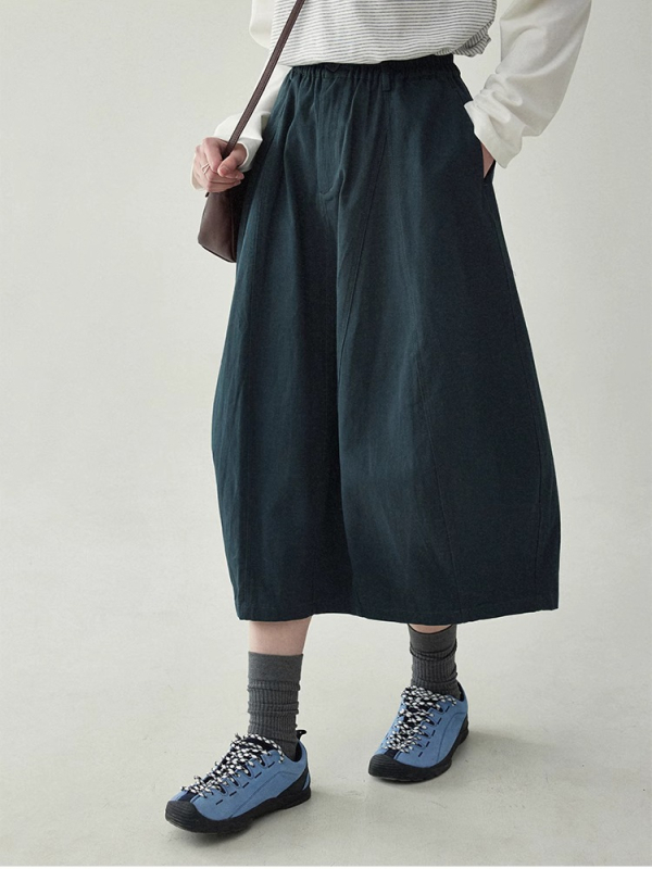 Suknja Bud, jednobojna, midi duljina, pamuk-mješavina tkanina, uredski stil