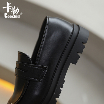 Детски сценични обувки, PU горна част, гумена подметка, средна височина, стил Корейско–британски, за деца 1–12 г., лепена конструкция, есен 2025