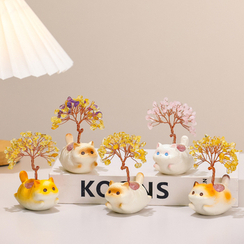 Кристално котешко дърво за пари — настолен декор за офис и дом