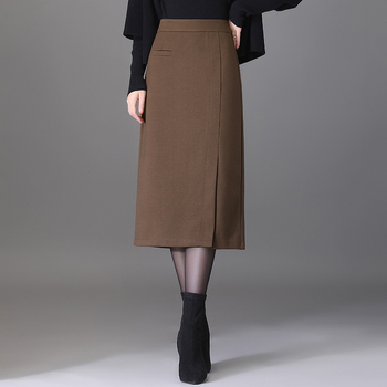 Пола midi от вълнена материя, полиестер 95%+, японско-корейски ежедневен стил, марка Nariya, зима 2022