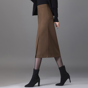 Пола midi от вълнена материя, полиестер 95%+, японско-корейски ежедневен стил, марка Nariya, зима 2022