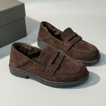 Детски лоуфъри от велур, текстилна горна част, гумена подметка, нисък връх, подложка с изкуствен косъм