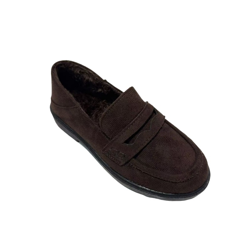 Детски лоуфъри от велур, текстилна горна част, гумена подметка, нисък връх, подложка с изкуствен косъм