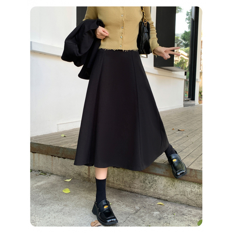 A-образна миди пола, ромбов принт, полиестерна тъкан, висока талия, средна дължина, есен 2025