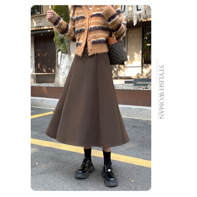 A-образна миди пола, ромбов принт, полиестерна тъкан, висока талия, средна дължина, есен 2025