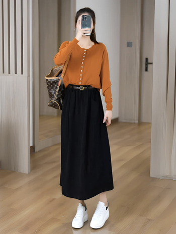 Юбка Chenille тъкан, еднотонна, средна дължина, силует pencil, 90-95% полиестер