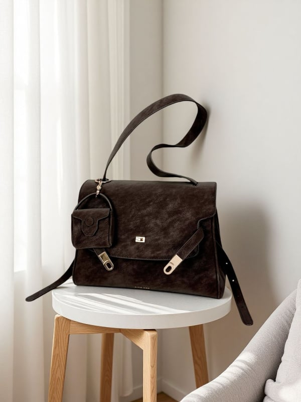 PU Tote чанта с хоризонтално квадратна форма, отваряне с капак, вътрешен джоб с цип и полиестерна подплата