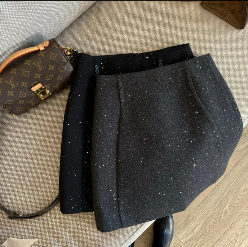 Пола А-образна за жени с 3D ефект, корейски стил, полиестер и еластан, Type A, подходяща за ябълковидна фигура