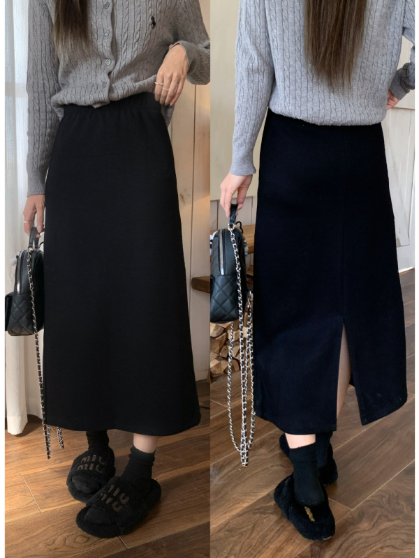 A-vonalú szoknya, magas derékkal, középhosszú, elasztán keverék (<30%), enyhe elasztikusság