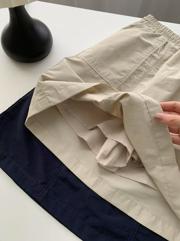 A-linijska suknja s visokim strukom, korejskog stila retro dojam, pamuk-nylon smjesa (50-70% pamuk, 30-50% nylon), ljeto 2025