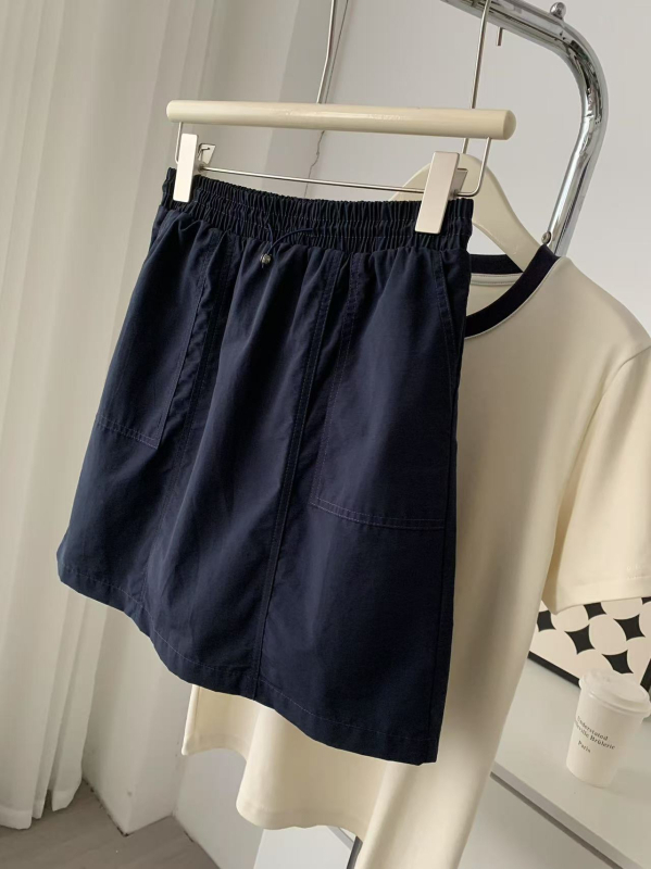 A-linijska suknja s visokim strukom, korejskog stila retro dojam, pamuk-nylon smjesa (50-70% pamuk, 30-50% nylon), ljeto 2025