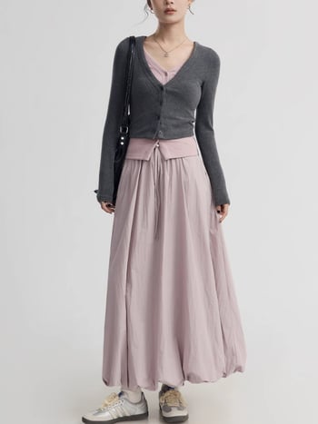 Ženska Bud skirt suknja, srednje duljine, jednobojna šifon tkanina, poliester.