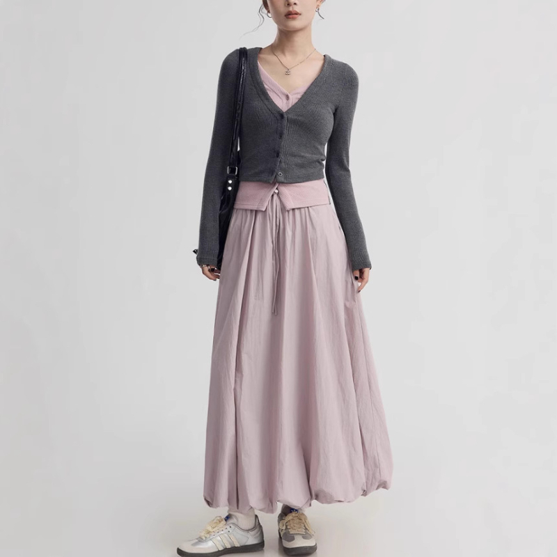 Ženska Bud skirt suknja, srednje duljine, jednobojna šifon tkanina, poliester.