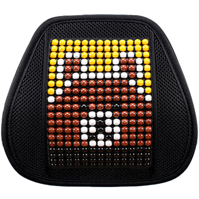 Μαξιλάρι οσφυϊκό αυτοκινήτου με ξύλινα χάντρες, αναπνεόμενο, γέμισμα από συνθετικές ίνες, σχέδιο καρτούν