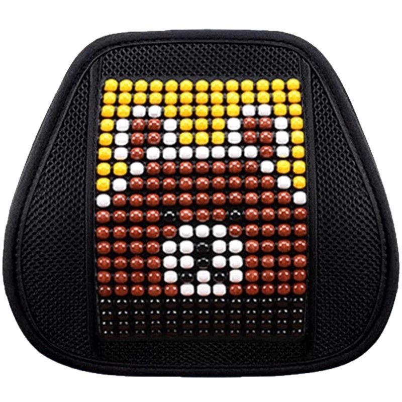 Μαξιλάρι οσφυϊκό αυτοκινήτου με ξύλινα χάντρες, αναπνεόμενο, γέμισμα από συνθετικές ίνες, σχέδιο καρτούν