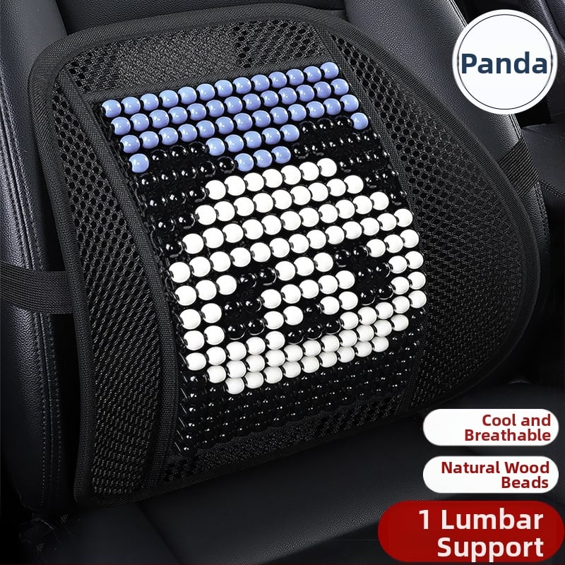 Μαξιλάρι οσφυϊκό αυτοκινήτου με ξύλινα χάντρες, αναπνεόμενο, γέμισμα από συνθετικές ίνες, σχέδιο καρτούν