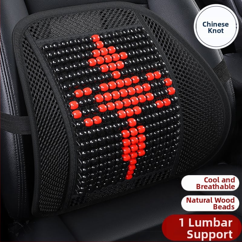 Μαξιλάρι οσφυϊκό αυτοκινήτου με ξύλινα χάντρες, αναπνεόμενο, γέμισμα από συνθετικές ίνες, σχέδιο καρτούν