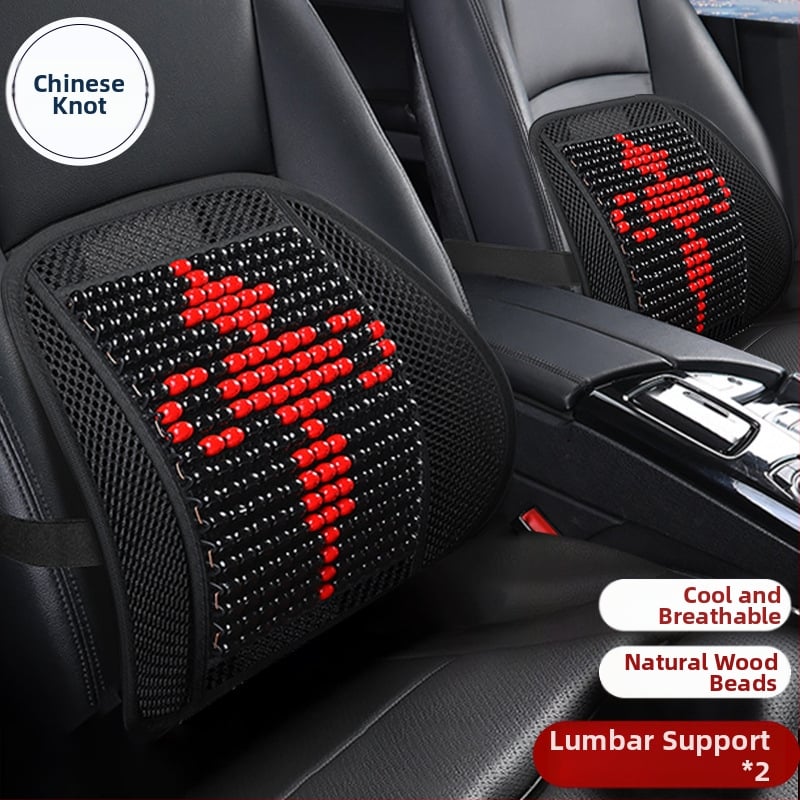 Μαξιλάρι οσφυϊκό αυτοκινήτου με ξύλινα χάντρες, αναπνεόμενο, γέμισμα από συνθετικές ίνες, σχέδιο καρτούν