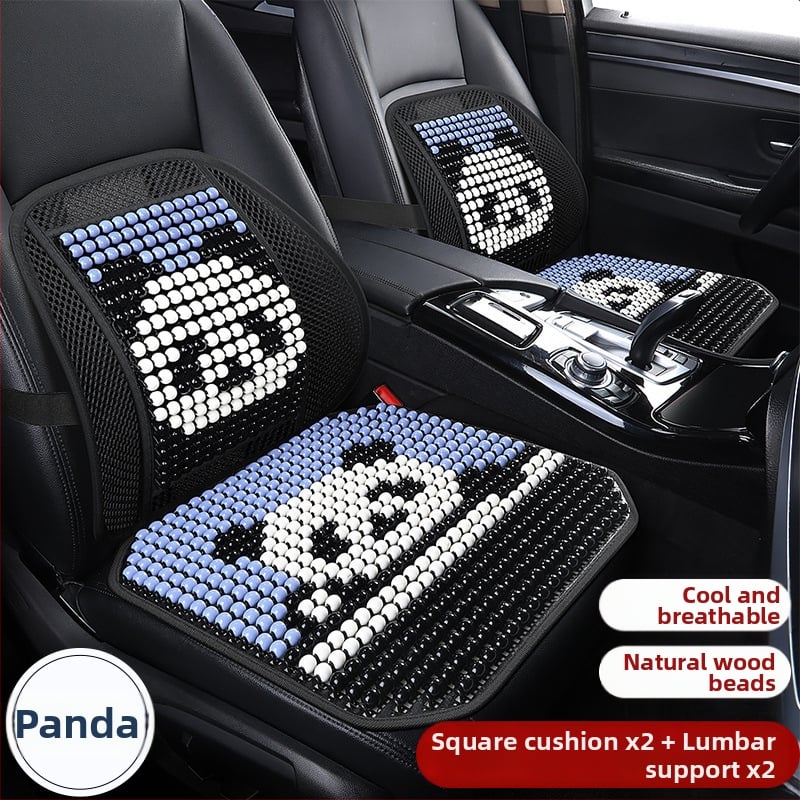 Μαξιλάρι οσφυϊκό αυτοκινήτου με ξύλινα χάντρες, αναπνεόμενο, γέμισμα από συνθετικές ίνες, σχέδιο καρτούν