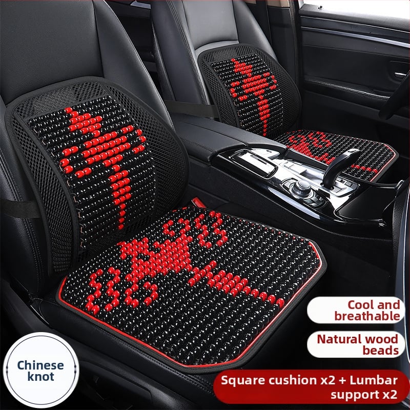 Μαξιλάρι οσφυϊκό αυτοκινήτου με ξύλινα χάντρες, αναπνεόμενο, γέμισμα από συνθετικές ίνες, σχέδιο καρτούν