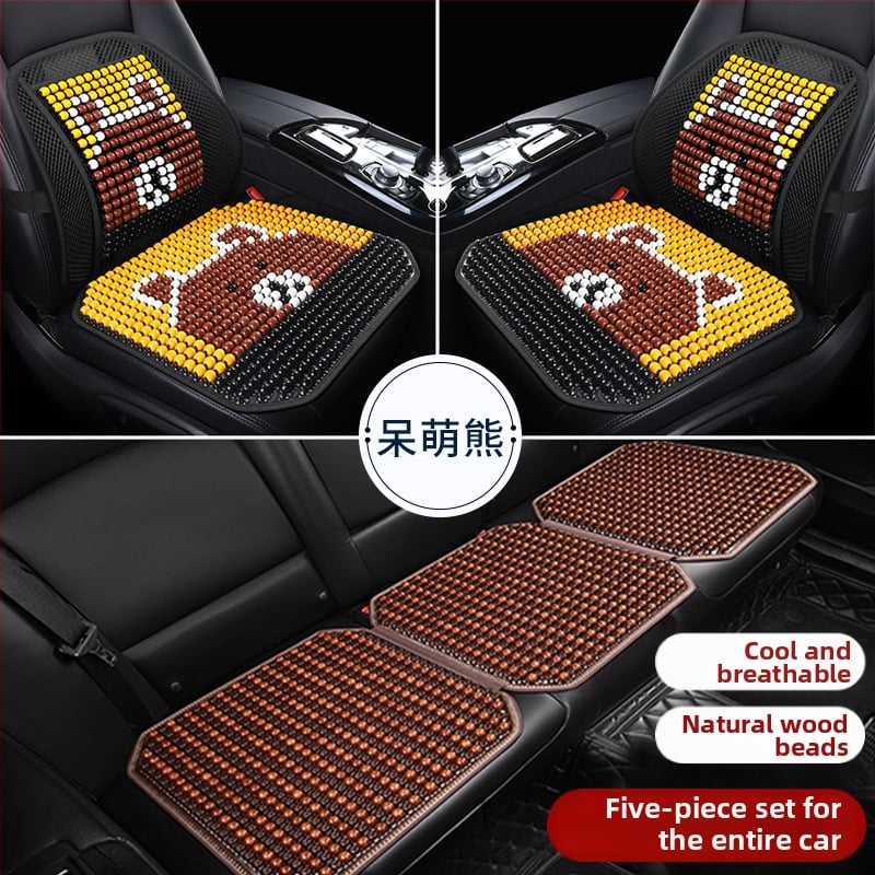 Μαξιλάρι οσφυϊκό αυτοκινήτου με ξύλινα χάντρες, αναπνεόμενο, γέμισμα από συνθετικές ίνες, σχέδιο καρτούν