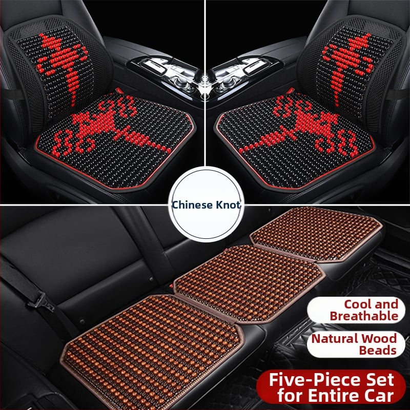 Μαξιλάρι οσφυϊκό αυτοκινήτου με ξύλινα χάντρες, αναπνεόμενο, γέμισμα από συνθετικές ίνες, σχέδιο καρτούν