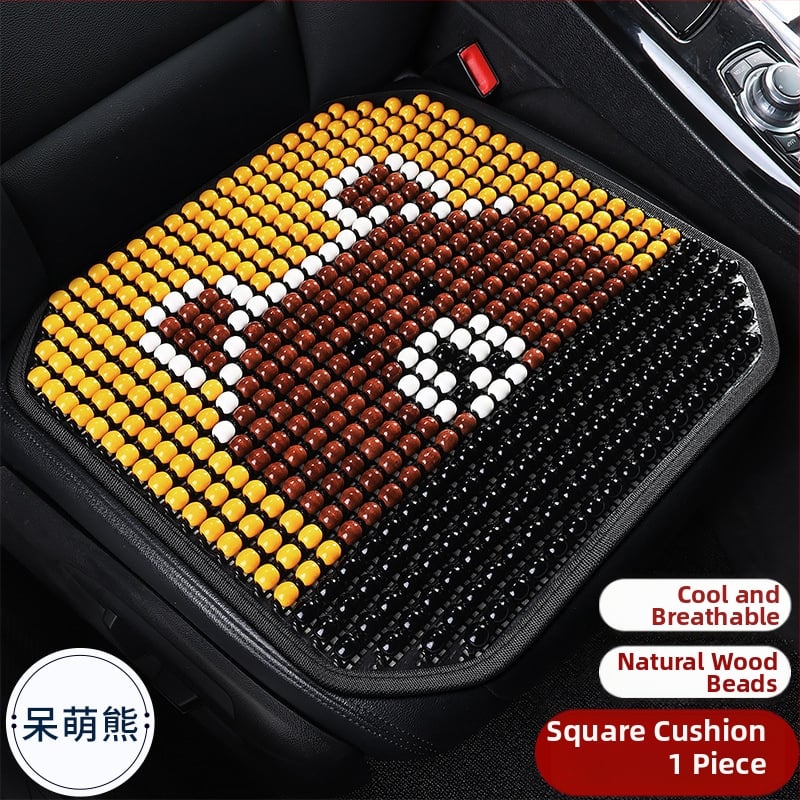 Μαξιλάρι οσφυϊκό αυτοκινήτου με ξύλινα χάντρες, αναπνεόμενο, γέμισμα από συνθετικές ίνες, σχέδιο καρτούν