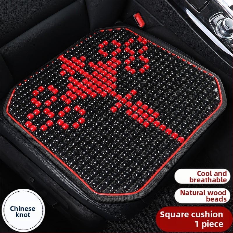 Μαξιλάρι οσφυϊκό αυτοκινήτου με ξύλινα χάντρες, αναπνεόμενο, γέμισμα από συνθετικές ίνες, σχέδιο καρτούν