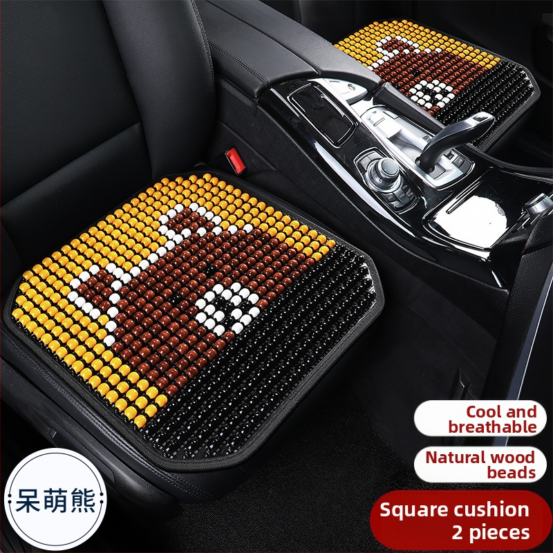 Μαξιλάρι οσφυϊκό αυτοκινήτου με ξύλινα χάντρες, αναπνεόμενο, γέμισμα από συνθετικές ίνες, σχέδιο καρτούν