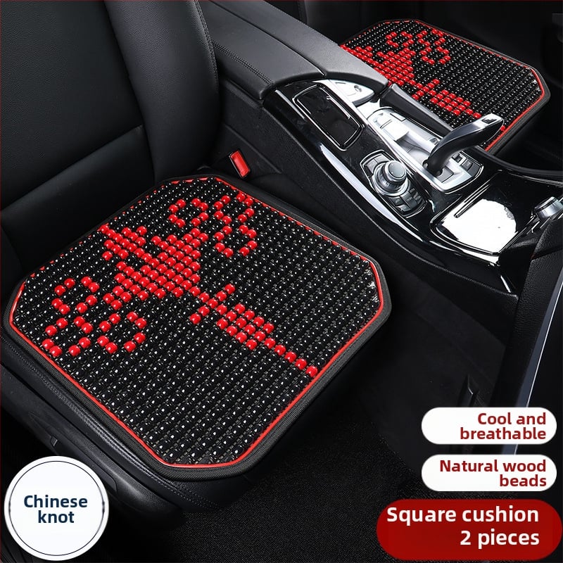 Μαξιλάρι οσφυϊκό αυτοκινήτου με ξύλινα χάντρες, αναπνεόμενο, γέμισμα από συνθετικές ίνες, σχέδιο καρτούν