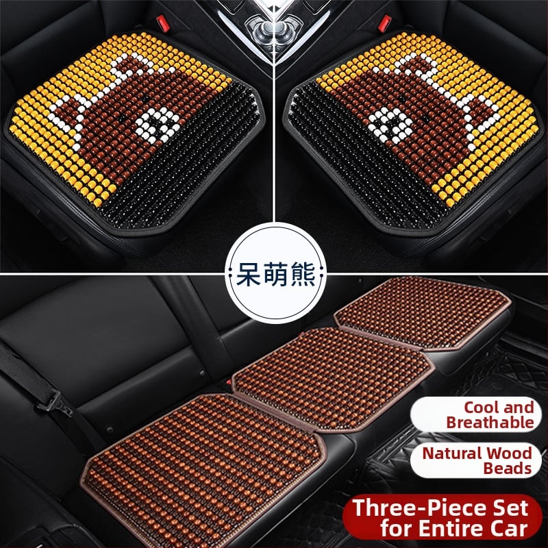 Μαξιλάρι οσφυϊκό αυτοκινήτου με ξύλινα χάντρες, αναπνεόμενο, γέμισμα από συνθετικές ίνες, σχέδιο καρτούν