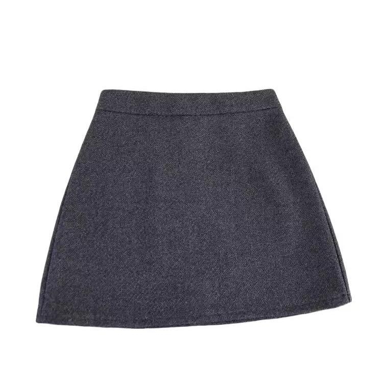 Пола с А-линия, вълнена тъкан, 70–80% полиестер, къса дължина, градски делови стил